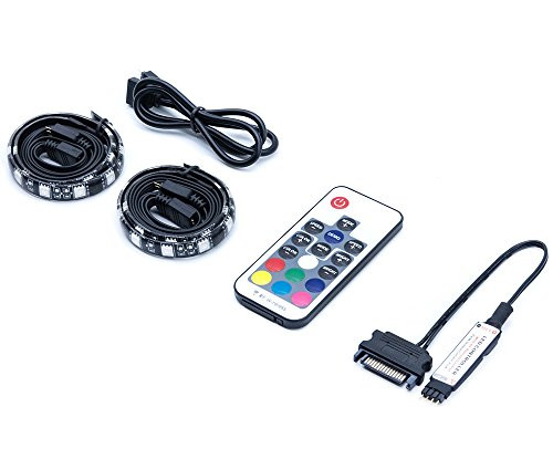 Magnetic RGB LED Strip Lights for PC Computer case - 2pcs 12inches LED Strip Kit with RF Remote Control