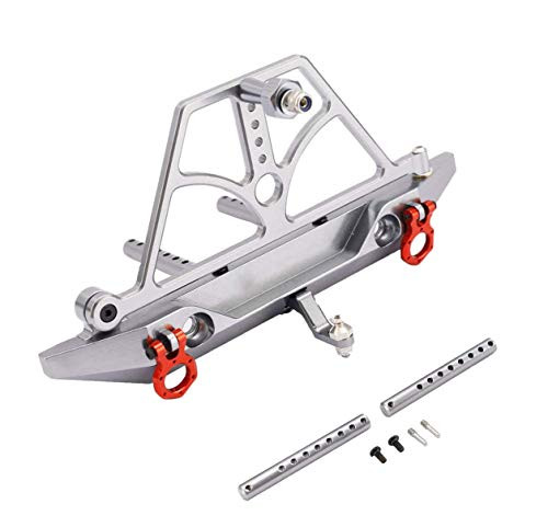 RZXYL 1/10 RC Car Aluminum Rear Bumper, Anti-Collision Aluminium Alloy Rear Bumper Set with Spare Tire Carrier fit for Axial SCX10 SCX10 II (Titanium)