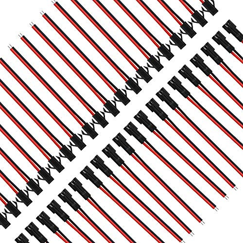 ALITOVE 20 Sets 2 Pin JST SM Connector Male Female Plug LED Connectors Adapter with 15cm 20awg Electrical Cable Wire for 5050 3528 5630 2835 LED Strip Light