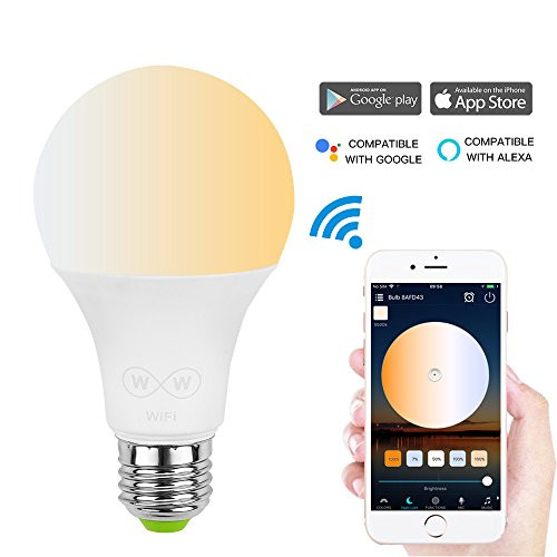 Smart Bulb by HaoDeng WiFi LED Light Bulb - Timer & Sunrise & Sunset - Dimmable,Tunable White,Moonlight White to Daylight White - 50w Equivalent (Compatible with Alexa,Google Home Assistant and IFTTT)