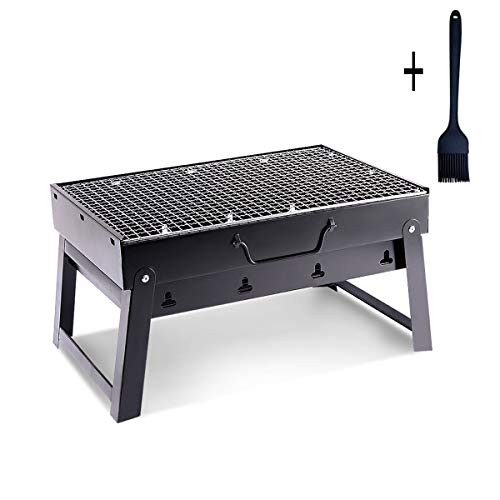 FADDA Charcoal Grill BBQ Barbecue Folding Portable BBQ Tool Kits for Camping, Outdoor Cooking Hiking Picnics Party Black (Small)