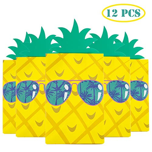 Happy Storm Pineapple Favor Bag Summer Gift Bags Hawaiian Goodie Bag Pineapple Gift Bags for Kids Luau Birthday Party Supplies Favors Decorations 12 Pack