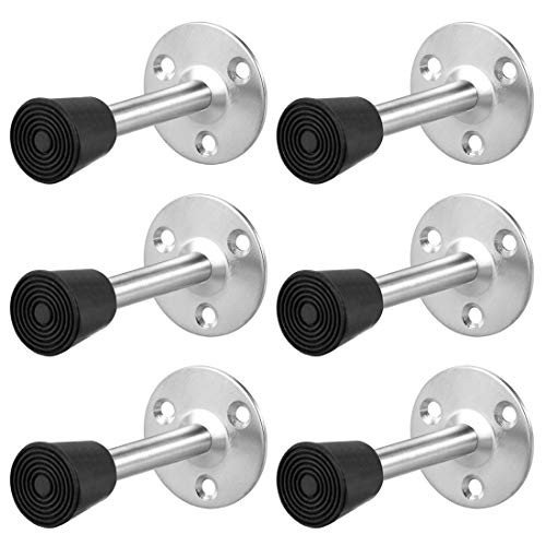 uxcell Door Stopper Stop Bumper Wall Protector Sound Dampening Wall Mount w Rubber Tip 85mm Long 6pcs