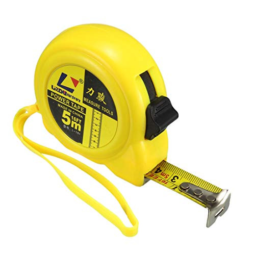 uxcell 5M Length Measuring Tape Plastic Round Shell Retractable Measure Tape 19mm Yellow