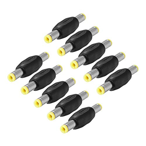 uxcell 10Pcs DC Power Connector Adapter 5.5mmx2.1mm Male to Male Plug Cable Jack Converter for Laptop CCTV Camera strip lighting Yellow