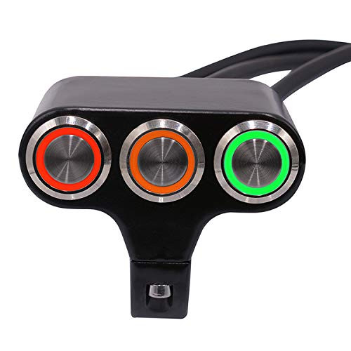 Motorcycle Three-Position Faucet Handlebar Switch Electric Car Aluminum with Self-Locking Self-Reset Button with Light Modification