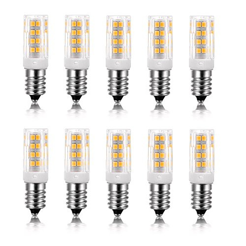 Vlio E14 5W LED Light Bulb, 10 Pack, Warm White 3000K, 40W Incandescent Bulb Equivalent, 400LM 52 LED 2835-SMD Light, Not Dimmable, AC 110V