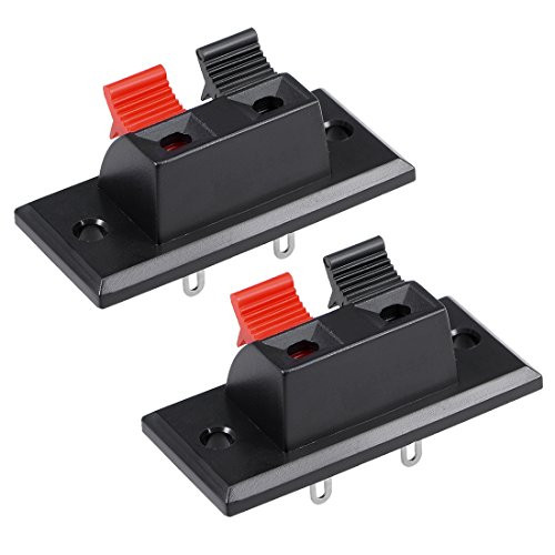 uxcell 2pcs 2 Way Jack Socket Spring Push Release Connector Speaker Terminal Strip Block
