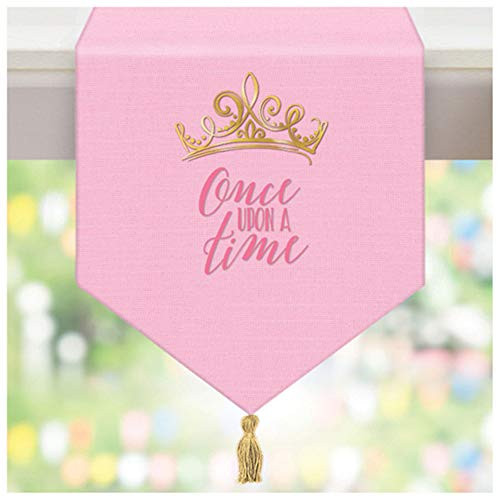 Amscan 570133 Disney Princess Pink Fabric Party Table Runner, 13" x 6', 1 piece