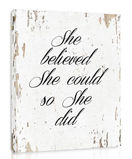 She Believed She Could So She Did - FRAMED - Quote Motivational Wall Art Canvas Print Home Decor, Gallery Wrap Inner Frame, White, 7x9 She Believed She Could So She Did - FRAMED - Quote Motivational Wall Art Canvas Print Home Decor, Gallery Wrap Inner Frame, White, 7x9