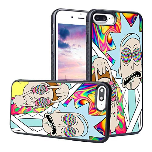 LEALIN iPhone 7 Plus Case,iPhone 8 Plus Case, Rick and Morty Antiskid Handle Black TPU Phone Case for iPhone 7 Plus,8 Plus Cover