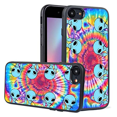 LEALIN iPhone 7 Case,iPhone 8 Case, Tie Dye Alien Antiskid Handle Black TPU Phone Case for iPhone 7,iPhone 8 Cover