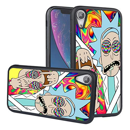 LEALIN iPhone XR Case, Rick and Morty Antiskid Handle Black TPU Phone Case for iPhone XR Cover