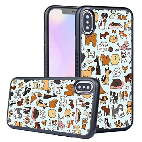 LEALIN iPhone Xs Max Case, Animal Dogs Antiskid Handle Black TPU Phone Case for iPhone Xs Max Cover