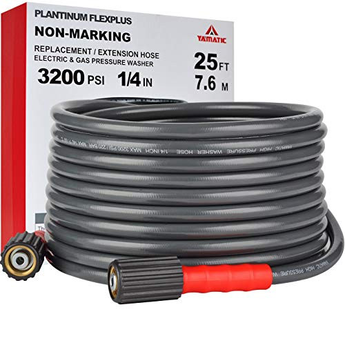 YAMATIC Flex+ Improve 3200PSI X 25FT Pressure Washer Hose Fit Most Gas Power Washer Hose M22 x 1/4" ProWash Version2.0