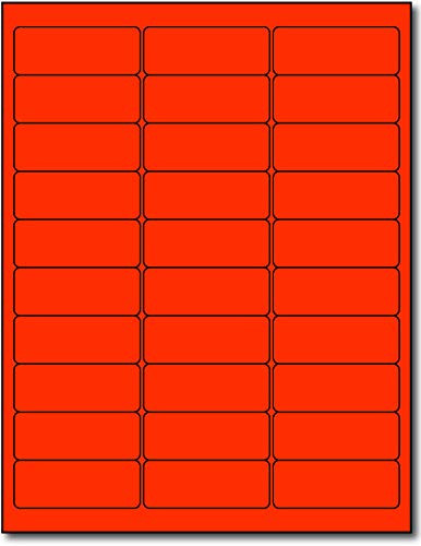 Fluorescent Address Labels - 1" x 2-5/8" - 30 Per Sheet - Bright Neon Color Mailing Stickers for High Visibility - Inkjet/Laser (Red, 750 Labels)