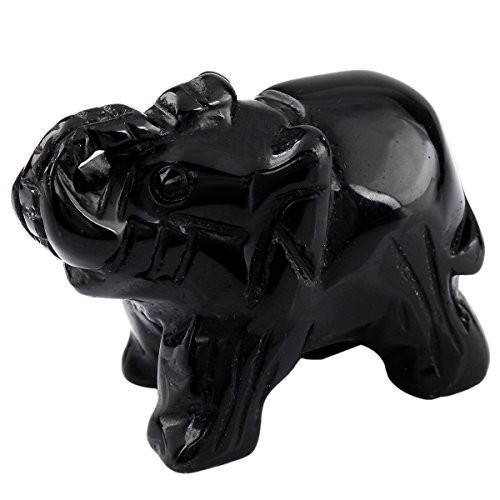 mookaitedecor Black Obsidian Crystal Elephant Sculpture Statue Crafts Healing Reiki Pocket Gemstone Figurines 1.5 Inch mookaitedecor Black Obsidian Crystal Elephant Sculpture Statue Crafts Healing Reiki Pocket Gemstone Figurines 1.5 Inch