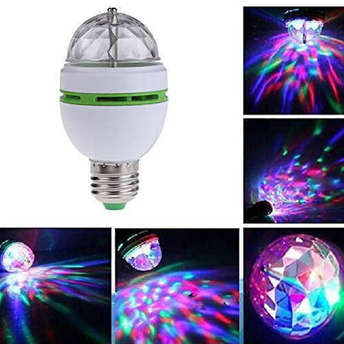 vivian E27 3W Rotating Stage Light DJ Disco Crystal LED Ball Lamp Strobe Bulb Multi Changing Color LED Light