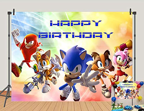 5x3ft Cartoon Sonic Hedgehog Photography Background Kids Baby Shower 1st Birthday Backdrops Sonic Boom Newborn Photo Studio Banner