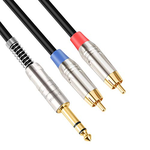 Devinal RCA to 1/4 Insert Cable, 1/4 inch (6.35mm) TRS Male to Dual RCA Audio Y Splitter Cable, Double Phono to Quarter inch Stereo Male Adapter Connector Wire Cord Plug Jack 10 Feet