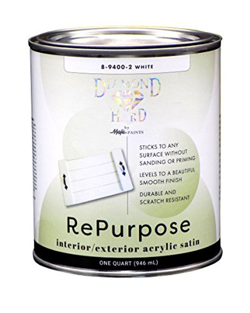 Majic Paints 8-9400-2 Diamond Hard Interior/Exterior Satin Paint RePurpose your Furniture, Cabinets, Glass, Metal, Tile, Wood and More, 1-Quart, White
