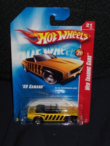 Hot Wheels 2008 097 97 Web Trading Cars # 21 of 24 '69 Camaro Yellow with Black Stripes on PR5's 1:64 Scale