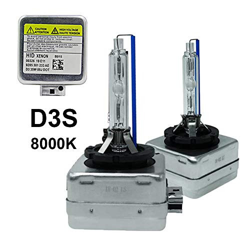 Dinghang D3S 8000K 35W Xenon HID Headlight Replacement Bulbs, High And Low Beam Hid Headlights (2pcs)