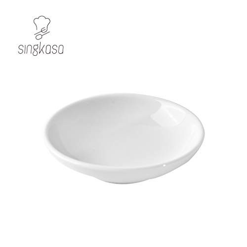 Singkasa Porcelain 1oz Dipping Sauce Dish, Round Soy Sauce Dipping Bowls, Dipping Bowls, Porcelain Watercolor Palette, 4 inch|White
