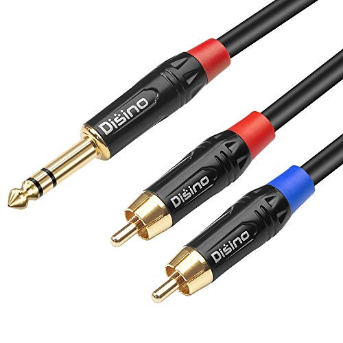 DISINO RCA to 1/4 Insert Cable, 6.35mm TRS Male to Dual RCA Audio Y Splitter Cable, Quarter inch Stereo to 2 RCA Connector Wire Cord - 3.3 FT / 1Meter