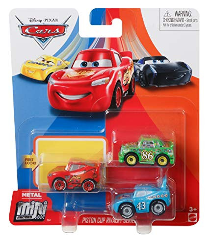 Disney Cars Mini Racers Piston Cup Rivalry 3-Pack Lightning McQueen, Chick Hicks, and Strip Weathers The King