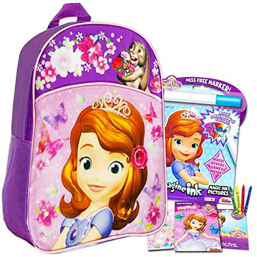 Disney Sofia the First Preschool Backpack Toddler (11") Travel Set with Coloring Book and Stickers