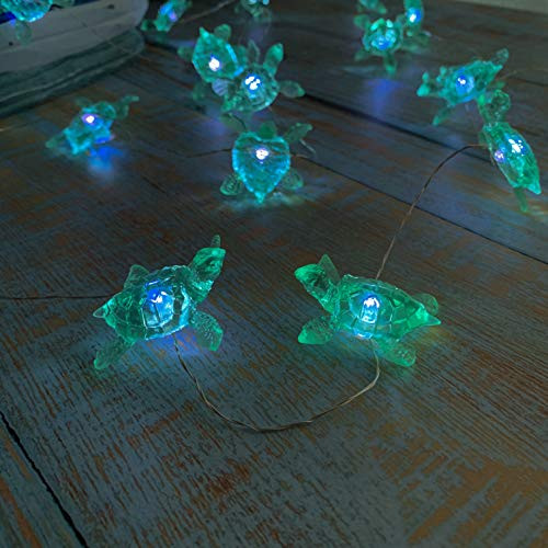 TAMOYO Sea Turtle String Lights, Beach Party Turtle Decoration Lights 6.5 FT 20 LEDs Battery Operated for Beach Party, Garden Patio, Indoor Outdoor, Ocean Theme Fairy Lights (Green)