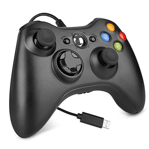 Wired Controller for Xbox 360, YCCTEAM USB Wired Game Controller Gamepad Joystick for Xbox 360/360 Slim/PC Windows 7,8,10 with Dual Vibration and Trigger Buttons (Black)