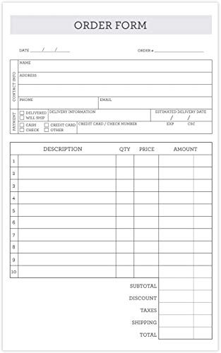 Simply Classic 2-Part Carbonless Order Form Pad / 50 Sets / 5.5" x 8.5" Carbon Copy Purchase Sales Receipt Book