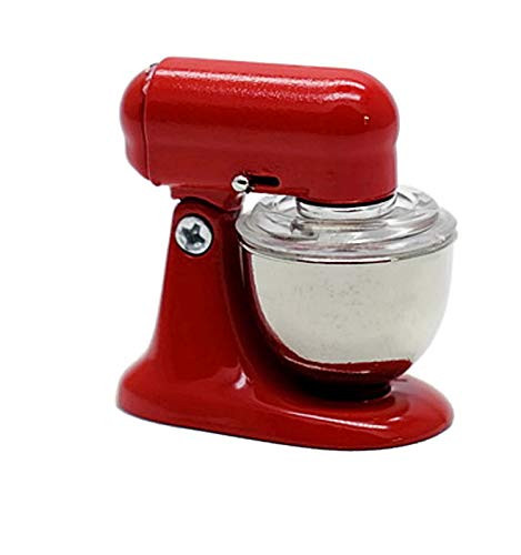 Buy Easy Red Pastel Bread Dough Mixer Machine Dollhouse Miniatures Food Kitchen Removable Silver Metal Bowl