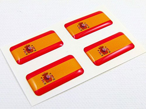 Spain Spanish Mini Domed Flag Decals 4 Emblems Car auto Bike Boat. Stickers