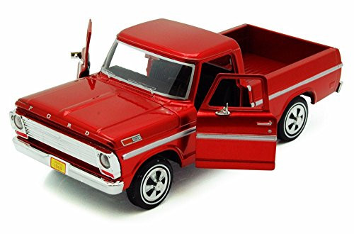 1969 Ford F-100 Pickup, Red - Motormax Premium American 79315 - 1/24 Scale Diecast Model Car