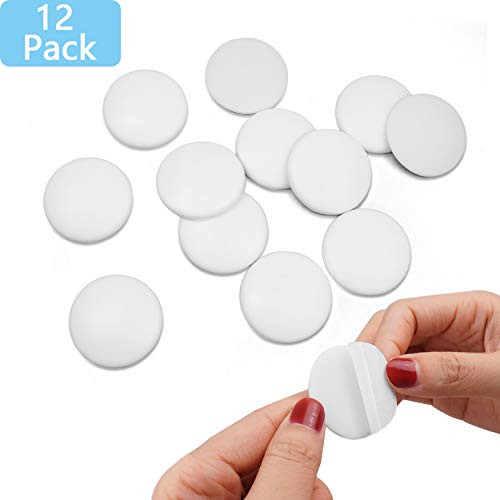 WeLiu Door Wall Stopper ?Protector. 12 Pieces of White Silicone Wall Protector Guard for Door Handle, Self Adhesive 1.57 Inch Door Bumper Sticker, Round Door Knob Wall Shield Cushion
