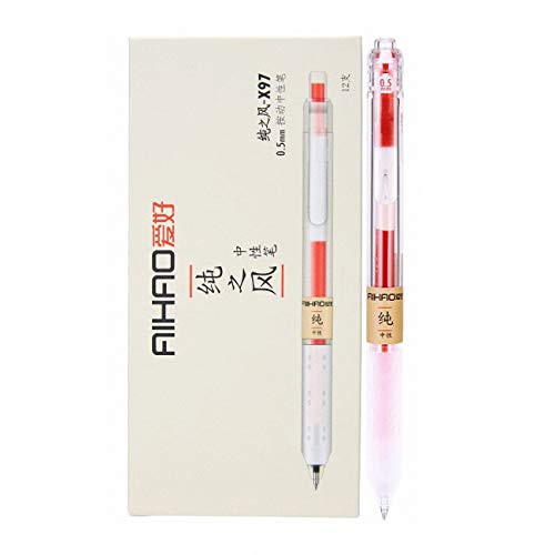 Retractable Premium Gel Ink Roller Ball Pens Fine Point Ink Gel Pens, Gel Ink Pens, 0.5mm (12 Pack) (red)