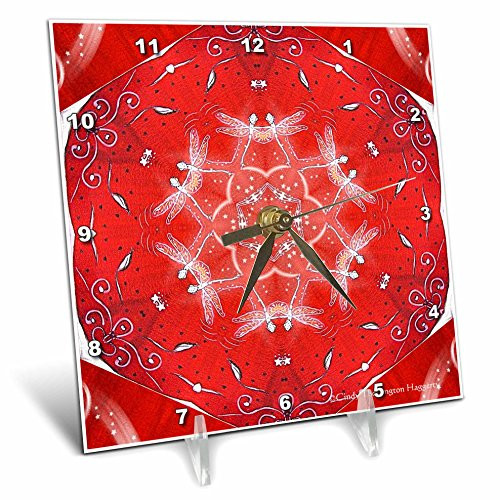 3dRose LLC Dragonfly Dance Desk Clock, 6 by 6-Inch