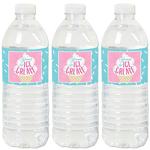 Big Dot of Happiness Scoop Up the Fun - Ice Cream - Sprinkles Party Water Bottle Sticker Labels - Set of 20