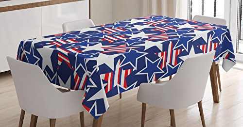 Ambesonne 4th of July Tablecloth, Stars and Stripes of Liberty and Freedom American Theme Pattern, Dining Room Kitchen Rectangular Table Cover, 60" X 84", Red White Ambesonne 4th of July Tablecloth, Stars and Stripes of Liberty and Freedom American Theme Pattern, Dining Room Kitchen Rectangular Table Cover, 60" X 84", Red White