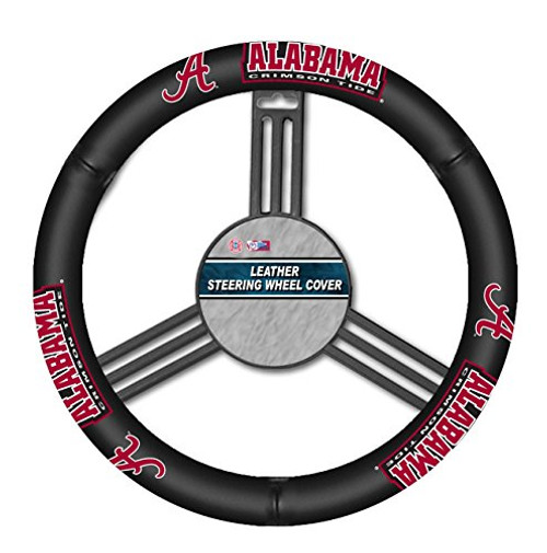 Fremont Die NCAA Alabama Crimson Tide Leather Steering Wheel Cover, Fits Most Steering Wheels, Black/Team Colors Fremont Die NCAA Alabama Crimson Tide Leather Steering Wheel Cover, Fits Most Steering Wheels, Black/Team Colors
