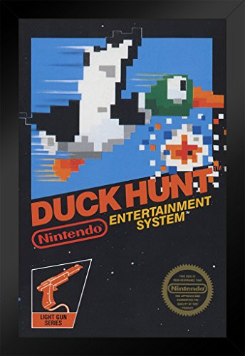 Pyramid America Duck Hunt Nintendo NES Video Game Gaming Black Wood Framed Poster 14x20