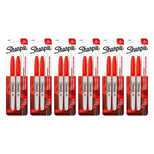 Sharpie Permanent Markers, Fine Point, Red Ink, Pack of 12 (30102)