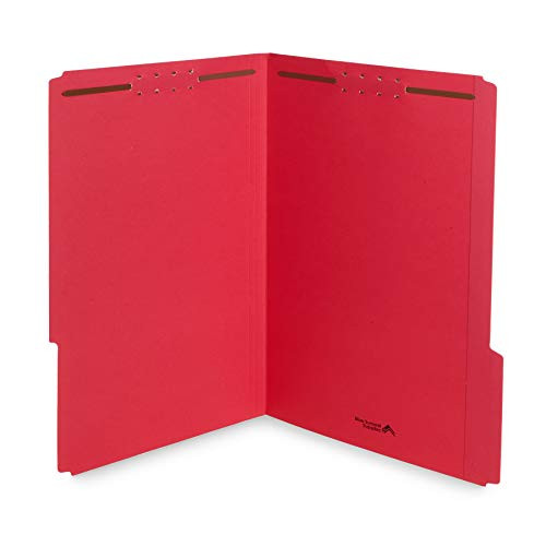 Blue Summit Supplies Red File Folders with Fasteners, Legal Size, 1/3 Cut Reinforced Tabs, Durable 2 Prongs, Designed to Organize Standard Medical or Law Files, 50 Pack