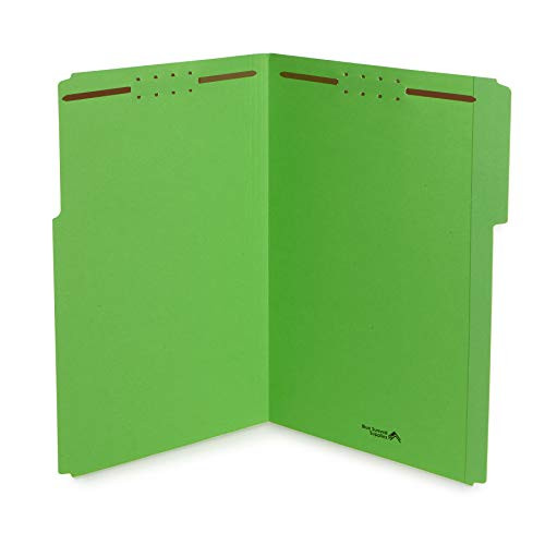 Blue Summit Supplies Green File Folders with Fasteners, Legal Size, 1/3 Cut Reinforced Tabs, Durable 2 Prongs, Designed to Organize Standard Medical or Law Files, 50 Pack