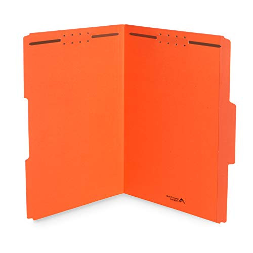 Blue Summit Supplies Orange Fastener File Folders, Legal File Folders with Fasteners, 1/3 Cut Reinforced Tabs, Durable 2 Prongs, for Organizing Standard Medical or Law Files, 50 Pack