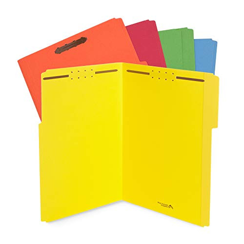 Blue Summit Supplies Legal File Folders with Fasteners, Colored Folders with Fasteners, 1/3 Cut Reinforced Tabs, Durable 2 Prongs, Designed to Organize Standard Medical or Law Files, 50 Pack