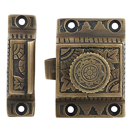 A29 Solid Brass Cabinet Latch, Latches for Cabinet Closet Kitchen Door Windsor Design, Handmade Antique Brass Finish Latch, Antique Cabinet Latch Set of 1